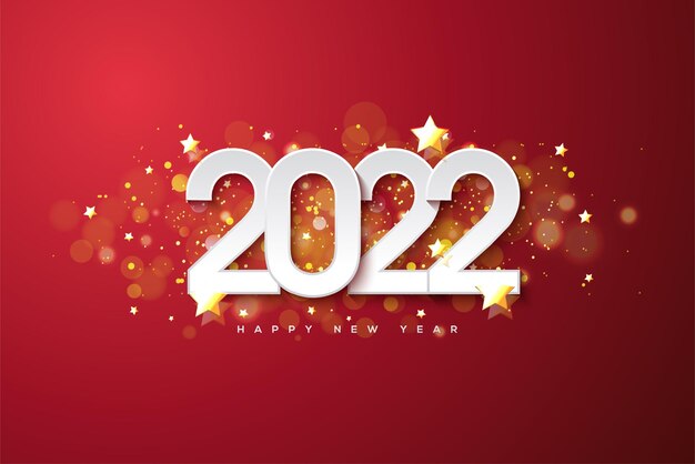 Feliz año nuevo 2022 con lujosos números blancos y salpicaduras de oro