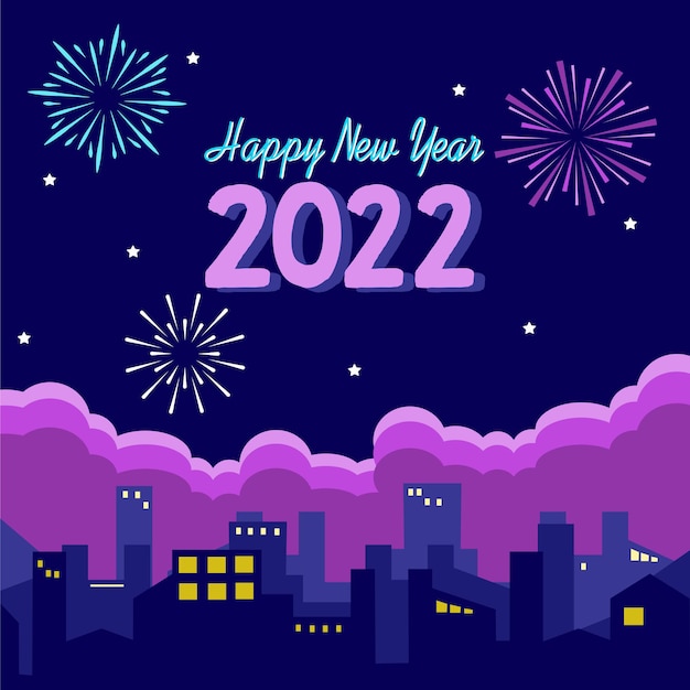 Feliz año nuevo 2022 número de encabezado de calendario 2022 en diseño plano