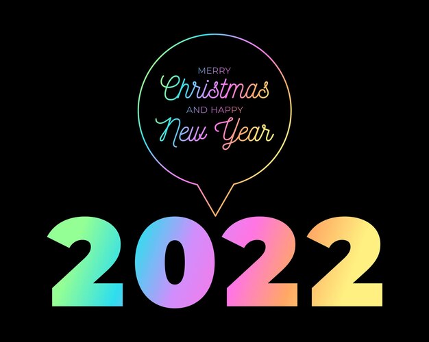 Feliz año nuevo 2022. Número holográfico 2022, holograma en negrita. Diseño de Navidad y año nuevo para calendario, tarjetas de felicitación o impresión. Tarjeta de felicitación, cartel festivo y pancarta. Ilustración vectorial
