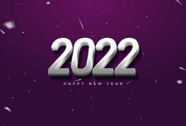 Feliz año nuevo 2022 con número de plata 3D