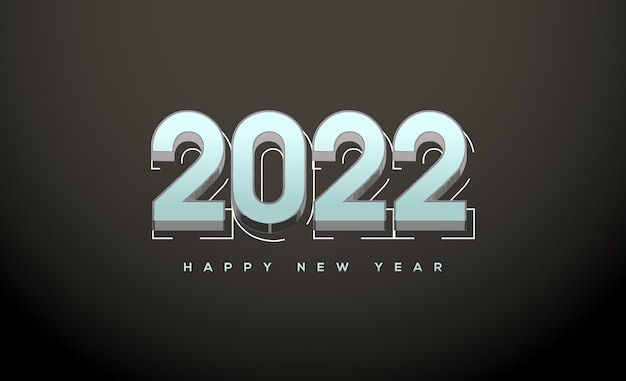 Feliz año nuevo 2022 con números blancos 2d sobre fondo negro