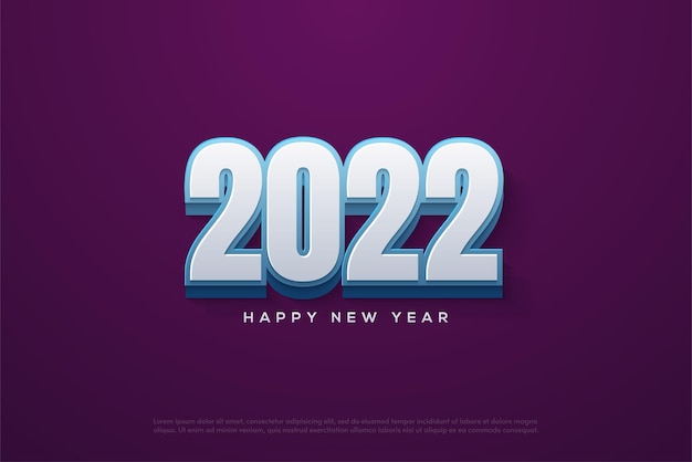Feliz año nuevo 2022 con números blancos 3d modernos