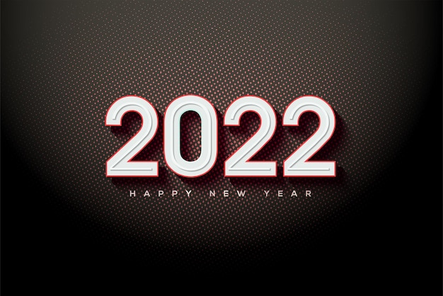 Feliz año nuevo 2022 con números en capas sobre fondo negro