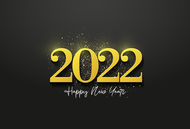 Feliz año nuevo 2022 con números y manchas amarillas