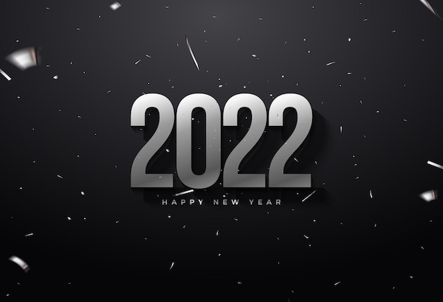 Feliz año nuevo 2022 con números plateados