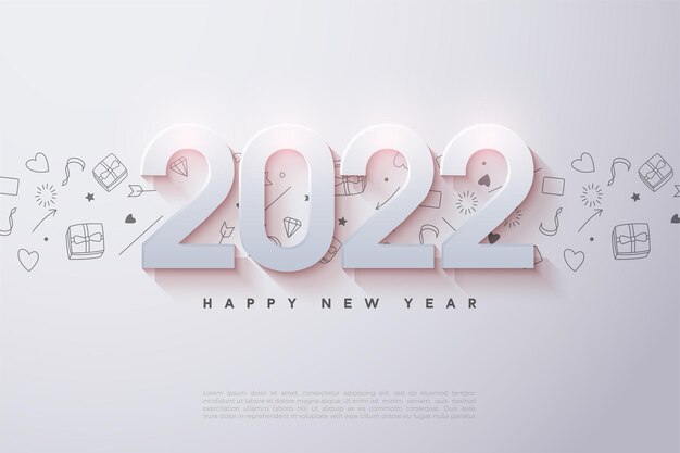 Feliz año nuevo 2022 con números en relieve y sombreados