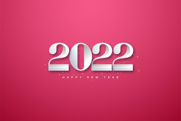 Feliz año nuevo 2022 con números únicos sobre un fondo rojo.