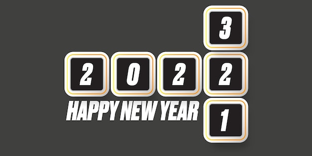Feliz año nuevo 2022 plantilla de diseño de banner con cuenta regresiva