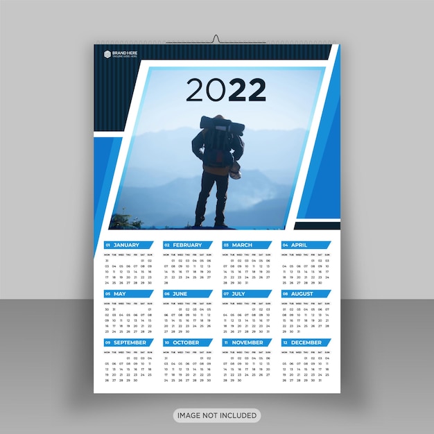 Feliz año nuevo 2022 plantilla de diseño de calendario de pared de negocios