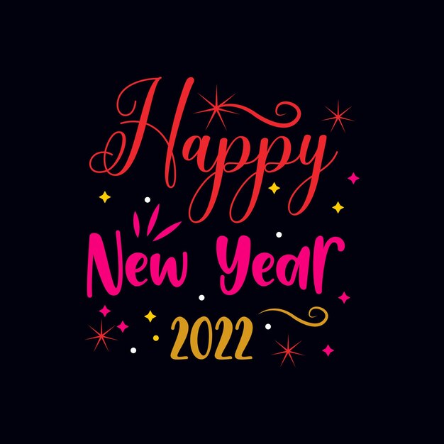 Feliz año nuevo 2022 plantilla de diseño de vector de tipografía