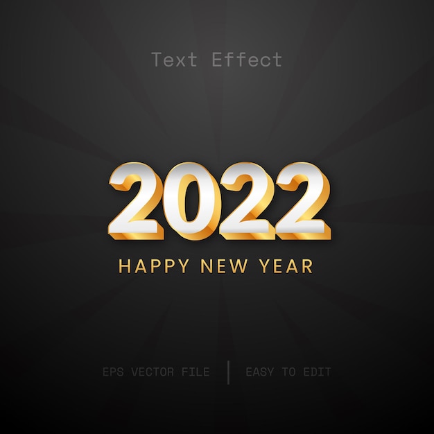 Feliz año nuevo 2022 plantilla de efecto de estilo editable de texto 3d