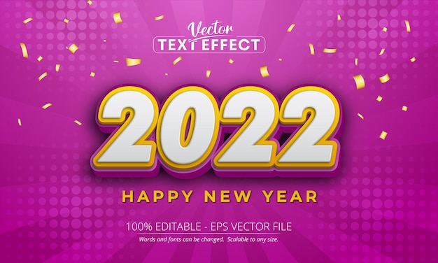 Feliz año nuevo 2022 plantilla de efecto de estilo editable de texto 3d