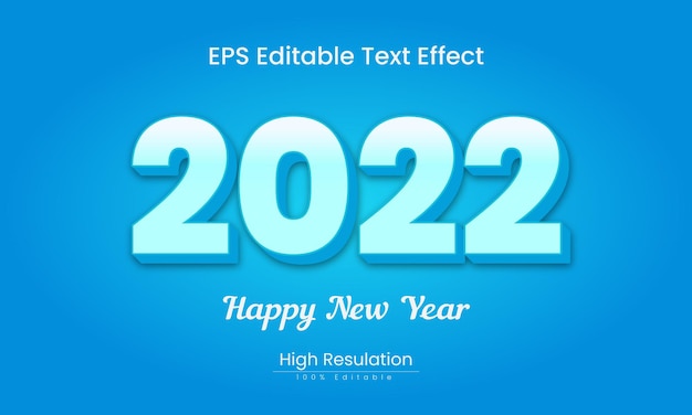 Feliz año nuevo 2022 plantilla de efecto de texto 3d