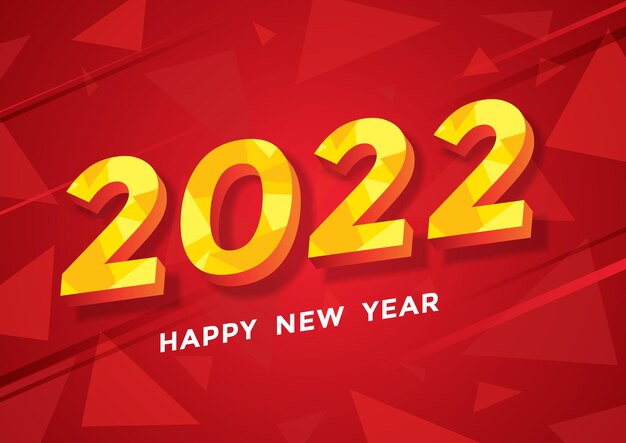 Feliz año nuevo 2022 plantilla de fondo estilo de corte de papel 3D Concepto de lujo ilustración vectorial