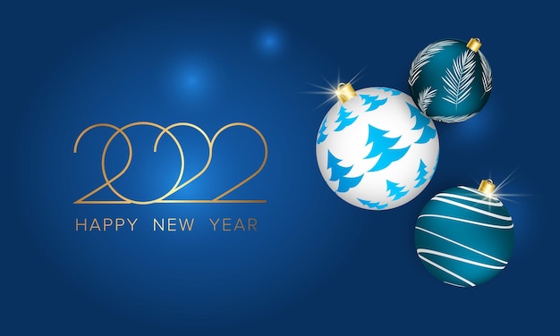 Feliz año nuevo 2022 Plantillas de vectores elegantes realistas Bolas de Navidad realistas