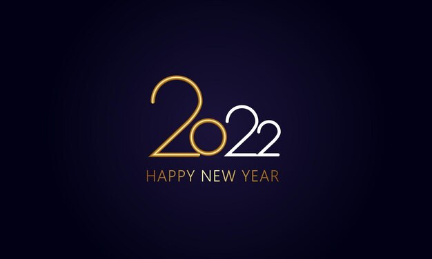 Feliz año nuevo 2022 Plantillas vectoriales elegantes realistas Oro realista
