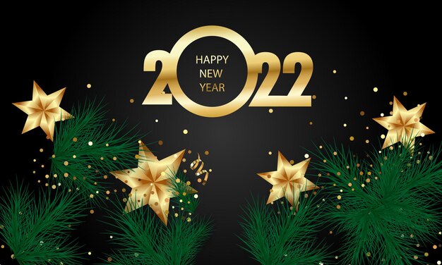 Feliz año nuevo 2022 Plantillas vectoriales elegantes realistas Oro realista