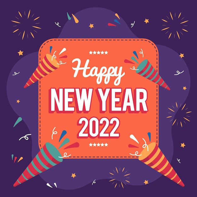 Feliz año nuevo 2022 saludos con colores pop modernos