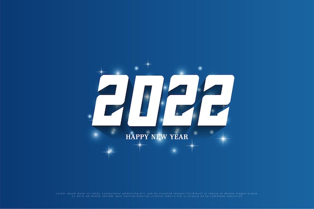 feliz año nuevo 2022 sobre fondo azul con toques brillantes