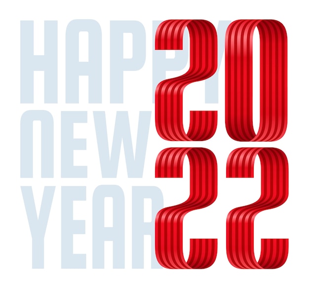 Feliz año nuevo 2022 tarjeta de felicitación de fuente roja de cinta. diseño de navidad y año nuevo para calendario, tarjetas de felicitación o impresión. fondos de moda de diseño minimalista.