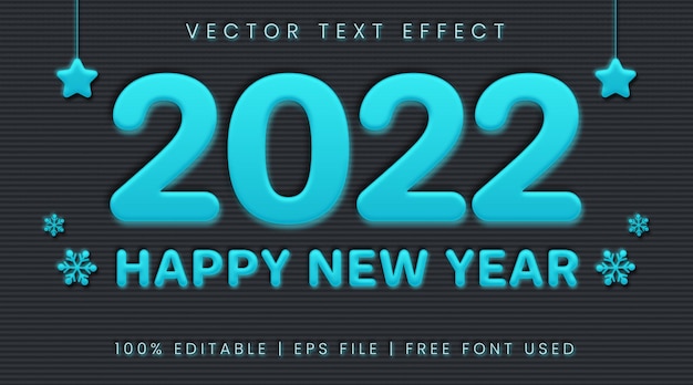 Feliz año nuevo 2022 texto, estilo de efecto de texto de neumorfismo