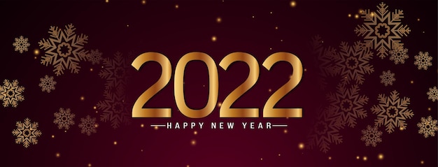 Feliz año nuevo 2022 vector de diseño de banner de texto dorado