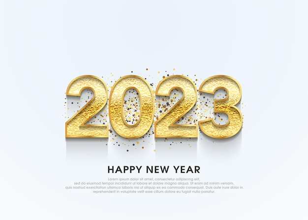 Feliz año nuevo 2023 3d lujo oro
