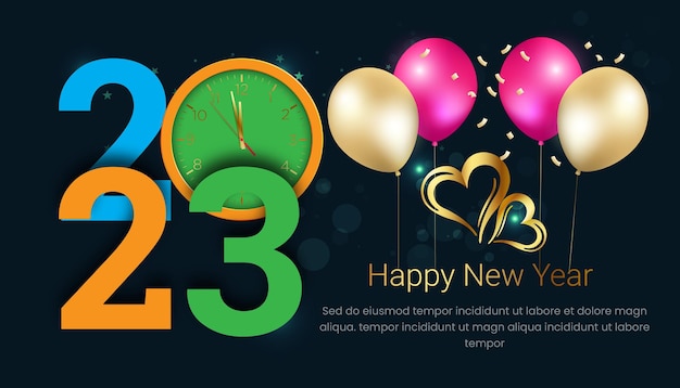Vector feliz año nuevo 2023-año-nuevo-celebración-banner-plantilla