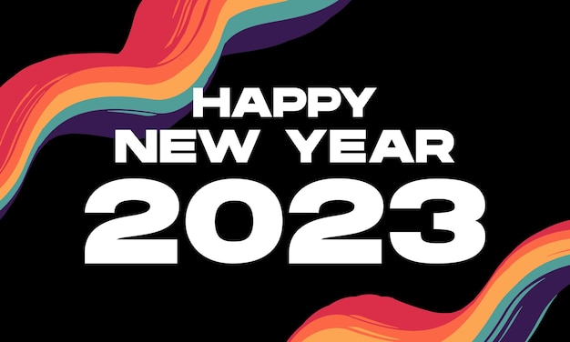 feliz año nuevo 2023 borde de marco de color arco iris para pancarta, afiche, redes sociales