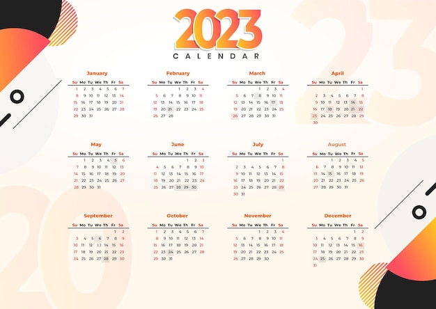 Feliz Año Nuevo 2023 Calendario. Calendario de pared 2023.