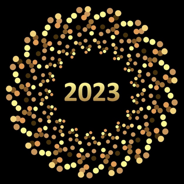 Feliz año nuevo 2023 cartel de tarjeta de felicitación Fondo negroConfeti