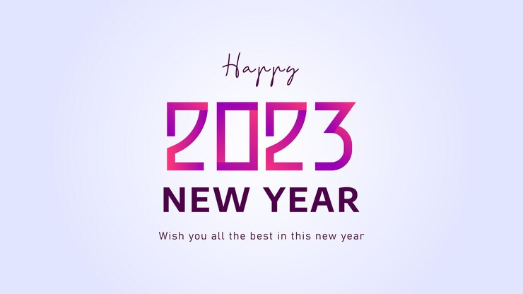 Vector feliz año nuevo 2023 celebración con colores alegres, principios de enero. bienvenido año nuevo 2023