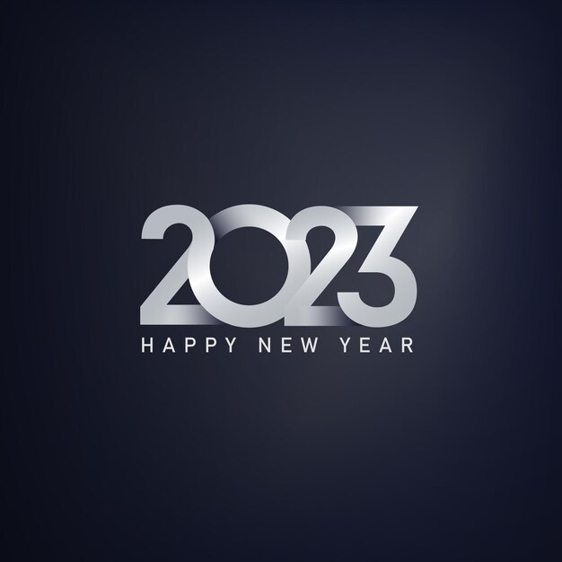 Feliz año nuevo 2023 celebración elegante lujo fondo negro vacaciones plantilla diseño vector