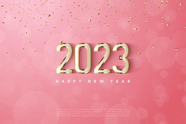 feliz año nuevo 2023 con color dorado brillante.