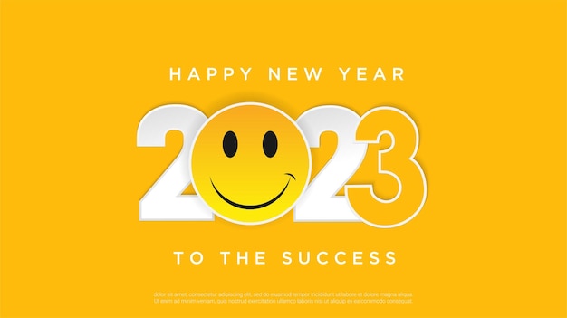 Feliz Año Nuevo 2023. concepto moderno con sonrisa.