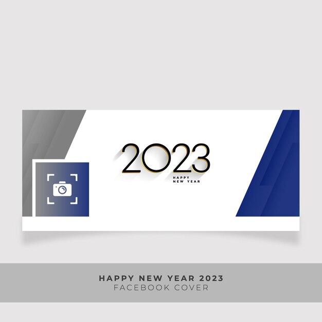 Feliz año nuevo 2023 diseño de banner de portada de facebook abstracto