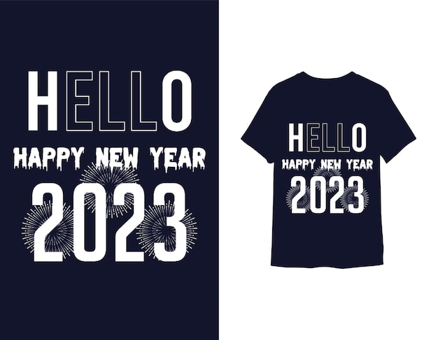 Feliz año nuevo 2023 diseño de camiseta premium vector