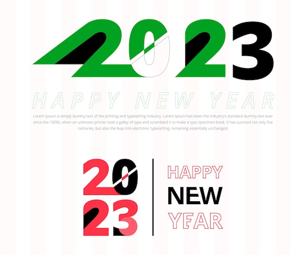 Vector feliz año nuevo 2023 diseño de camiseta de tipografía moderna con texto geométrico