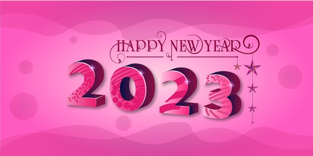 Feliz año nuevo 2023 diseño de logotipo 3d