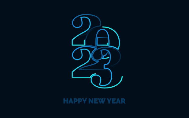 Feliz año nuevo 2023 diseño de texto para folleto diseño plantilla tarjeta banner ilustración vectorial
