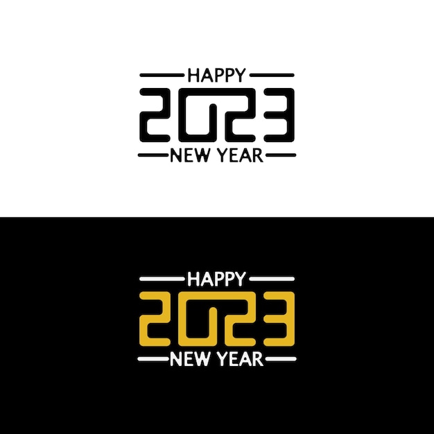 Feliz año nuevo 2023 diseño de texto Plantilla de diseño de folleto banner de tarjeta Ilustración vectorial