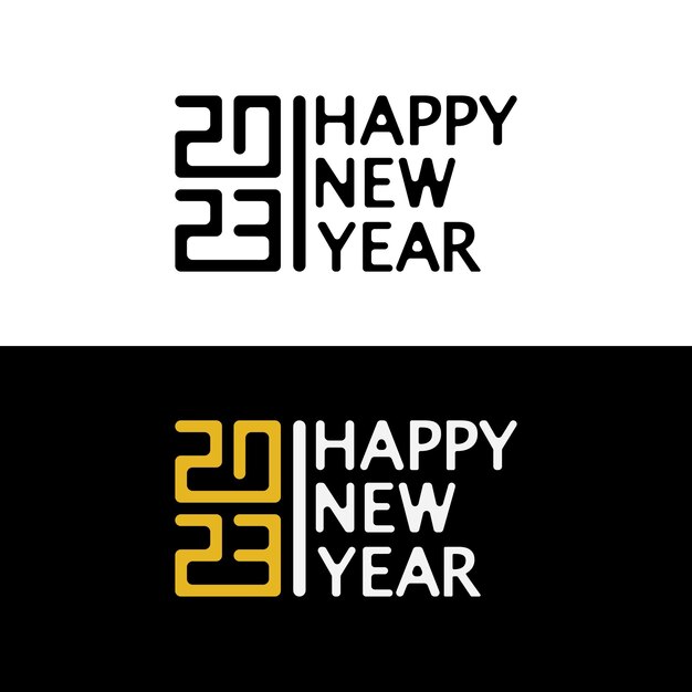 Feliz año nuevo 2023 diseño de texto Plantilla de diseño de folleto banner de tarjeta Ilustración vectorial