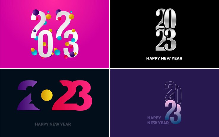 Vector feliz año nuevo 2023 diseño de texto portada del diario de negocios para 2023 con deseos diseño de folleto plantilla tarjeta banner año nuevo ilustración vectorial