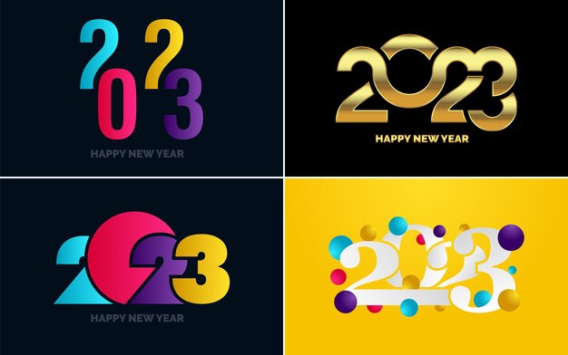 Feliz Año Nuevo 2023 diseño de texto Portada del diario de negocios para 2023 con deseos Diseño de folleto plantilla tarjeta banner Año Nuevo Ilustración vectorial