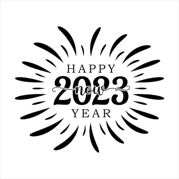 Feliz año nuevo 2023 diseño de tipografía de texto y elegante decoración navideña 2023