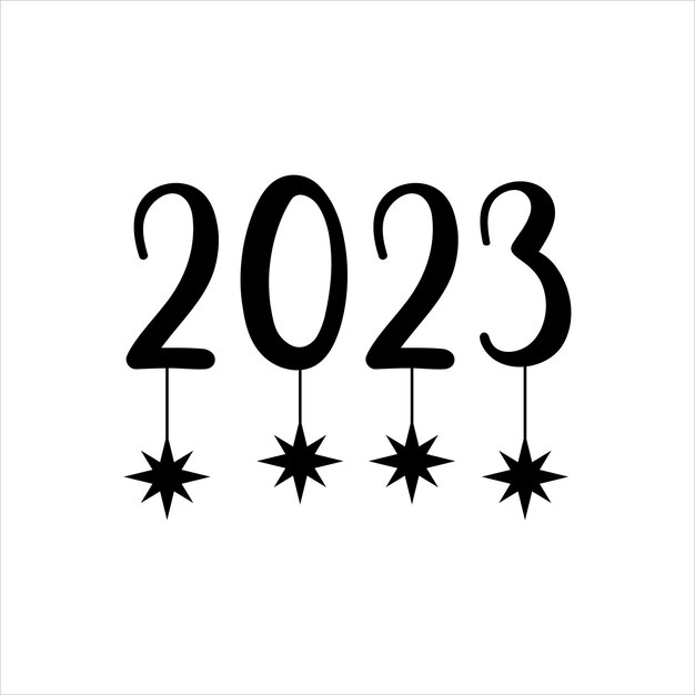 Vector feliz año nuevo 2023 diseño de tipografía de texto y elegante decoración navideña 2023