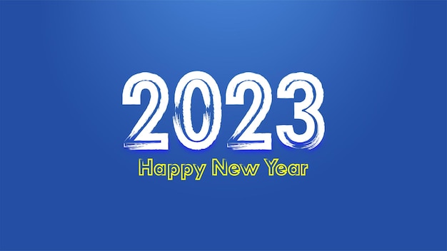 Feliz año nuevo 2023 diseño de tipografía de texto con uso de pinceladas de acuarela