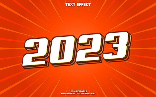 Feliz año nuevo 2023 con efecto de texto 3d editable