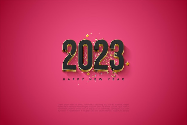 feliz año nuevo 2023 con un elegante número de color.