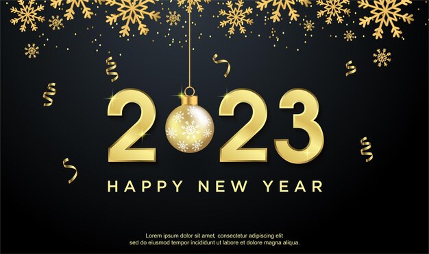 Feliz año nuevo 2023 con fondo de pelota